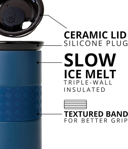 Elemental Artisan Insulated Tumbler, Triple Wall Coffee Travel Mug, Reusable Stainless Steel Coffee Tumbler with Ceramic Lid, Thermal Coffee Cups for Hot (6 Hrs) & Cold (18 Hrs), 16oz - Forest Green