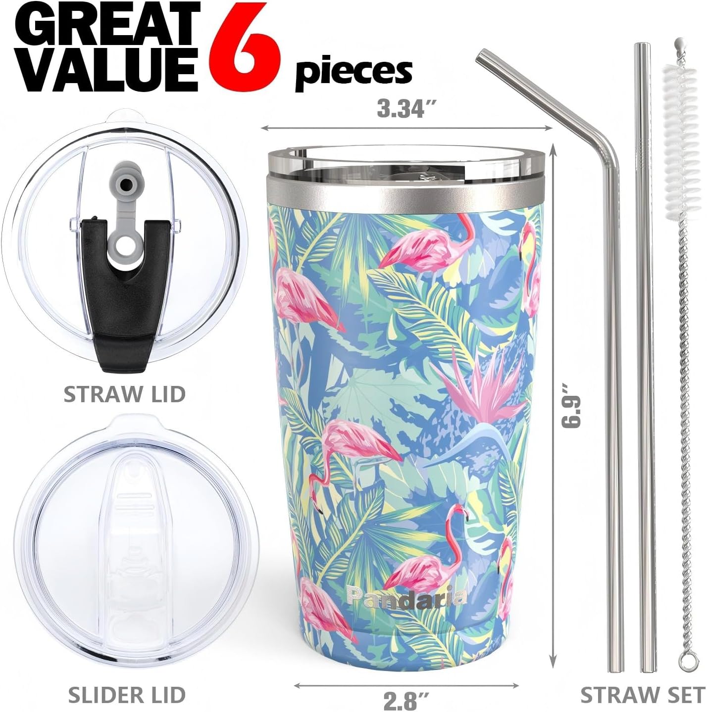 30 oz Travel Coffee Tumbler Cup, Double Wall Stainless Steel Reusable Spill Proof Tumbler with Straw, Leak Proof Insulated Tumbler with Straw for Iced Coffee, Tea & Water (Black)