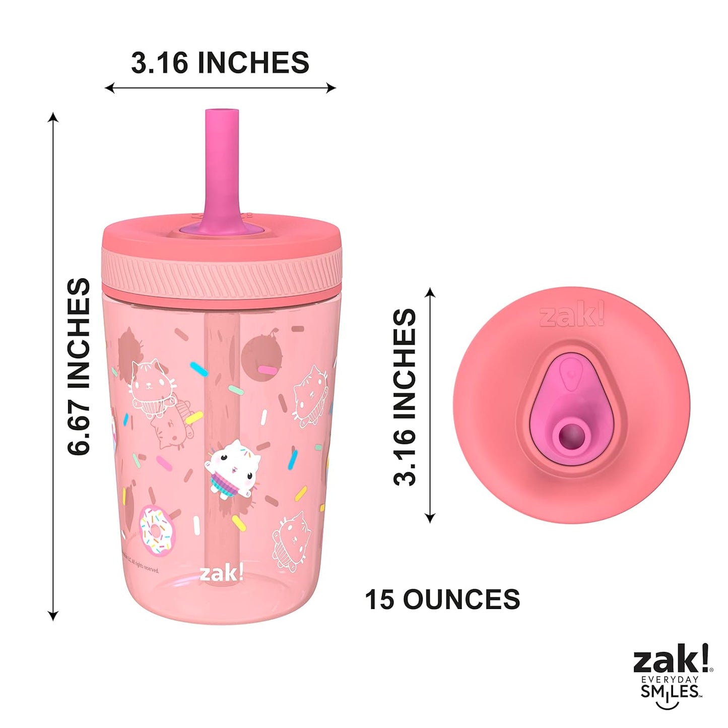 Zak Designs 15oz Bluey Kelso Tumbler Set, Leak-Proof Screw-On Lid with Straw Made of Durable Plastic and Silicone, Perfect Bundle for Kids, 2 Count (Pack of 1) - Colors B