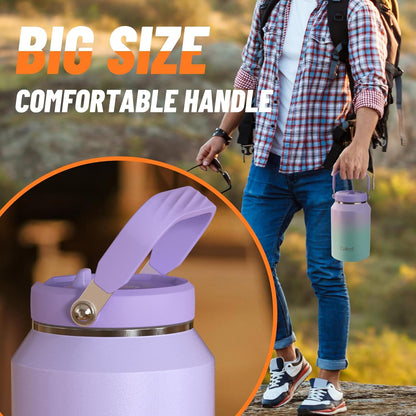 40 oz Insulated Tumbler with Top Handle and Flip Straw, Vacuum Insulated Stainless Steel Cup with Leak-Proof Lid, Sweat-Free, Fits Cup Holder, Keeps Ice Cold up to 30 Hours