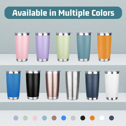 20 oz Tumbler with Lids and Straws, Stainless Steel Insulated Travel Coffee Mug, Double Wall Vacuum Insulated Tumblers, Powder Coated Coffee Tumbler for Cold & Hot Drinks (Light Purple)