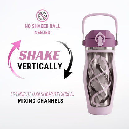 Earth Stone - 24oz Insulated Protein Shaker Bottle - Medical-Grade 316 Stainless Steel - Patent-Pending Clump-Free Design - Odor Proof & Leak-Proof Metal Blender Cup