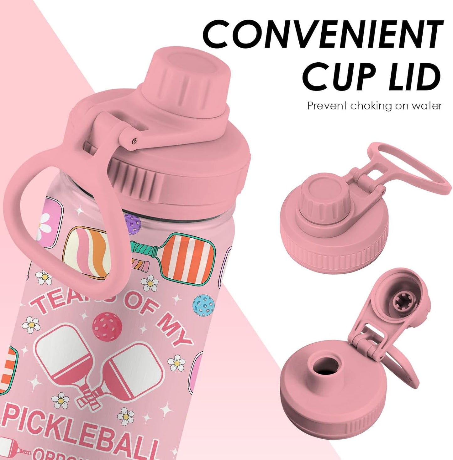 Pickleball 34oz Water Bottle with Spout Lid, Insulated Stainless Steel Travel Cup, Double Wall Vacuum Tumbler for Women Girls Ladies, Birthday Christmas Gift for Pickleball Lovers (1 pc)