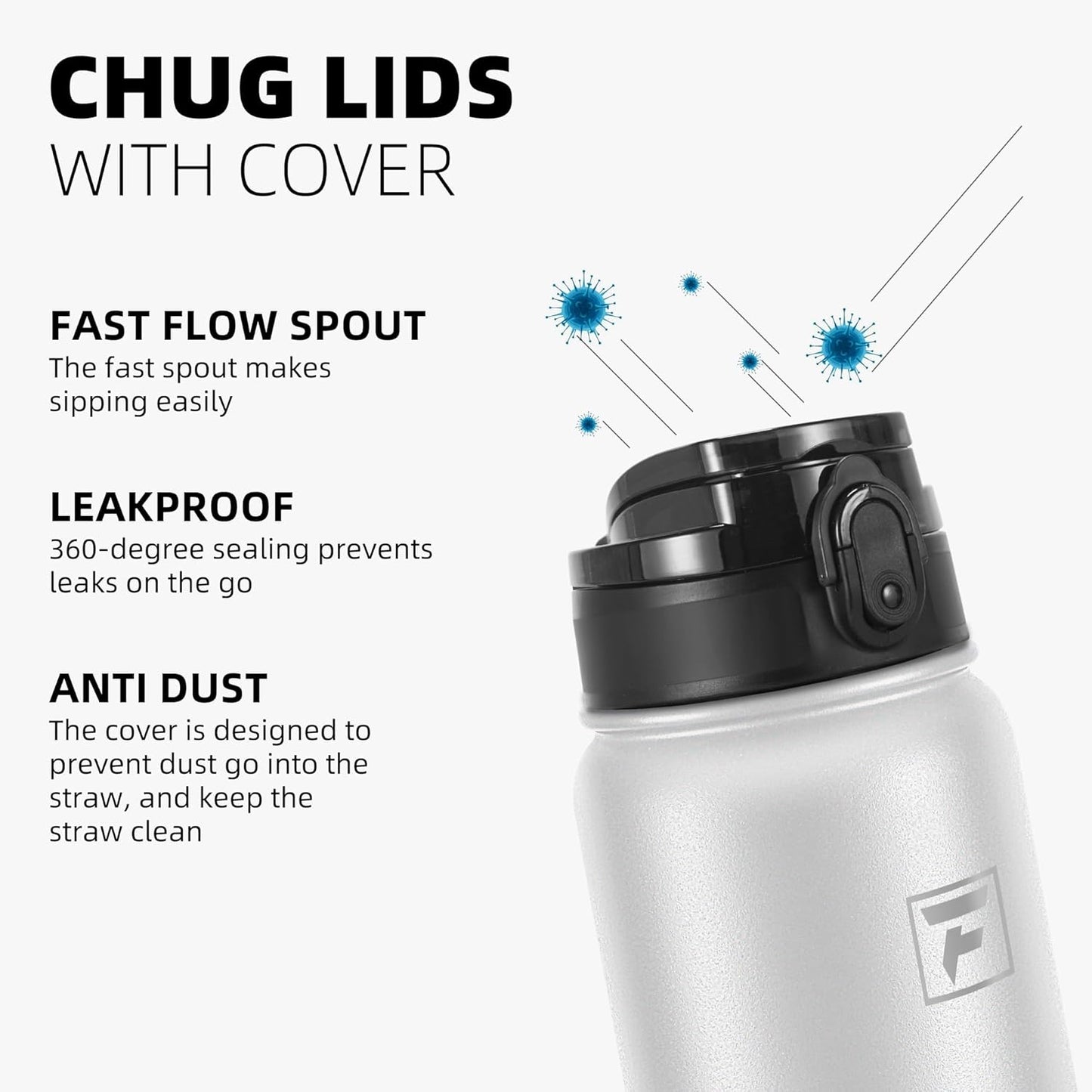 Fanhaw 20 oz Insulated Stainless Steel Water Bottle with Anti-Dust Chug Lid, Leakproof Vacuum Metal Everyday Use Bottle for Kids, Teens & Adults, Back to School Essentials (Green Blue)