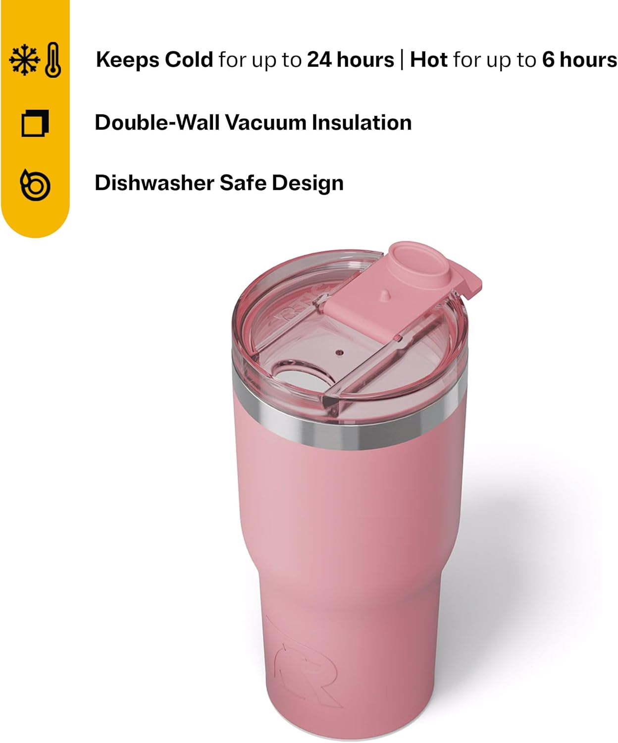 RTIC 20oz Essential Tumbler with Lid, Ceramic Lined, Insulated, Stainless Steel, Metal, Double Wall Vacuum-Insulation, Travel Cup for Iced Coffee, Tea, Hot and Cold Drink, Graphite