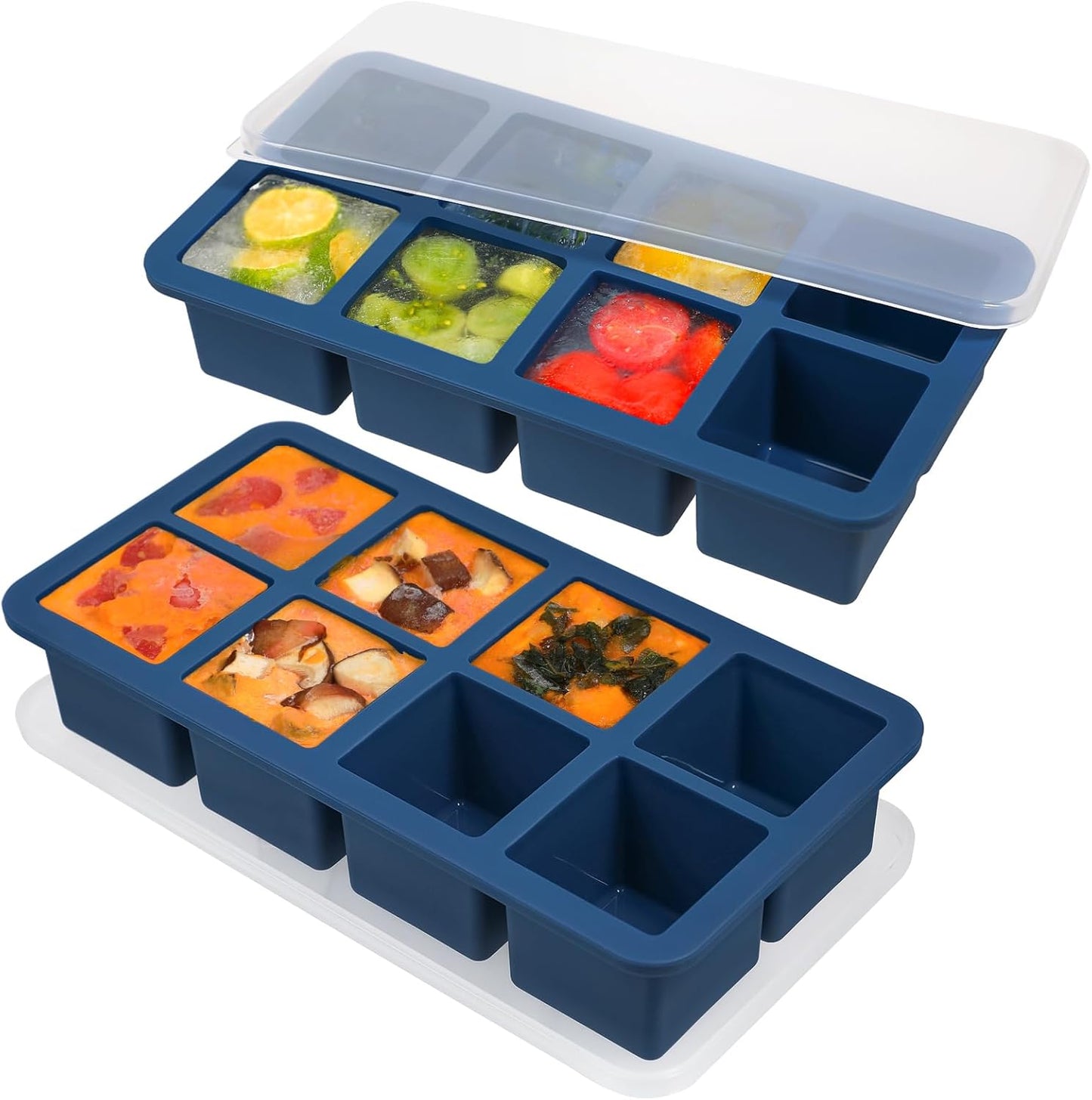 Webake Water Bottle Ice Cube Tray with Silicone Lids, 2 Pcs Long Ice Stick Molds - Stackable & Space-Saving, Perfect for Highball Drinks, Cocktail Parties & Sports Bottles