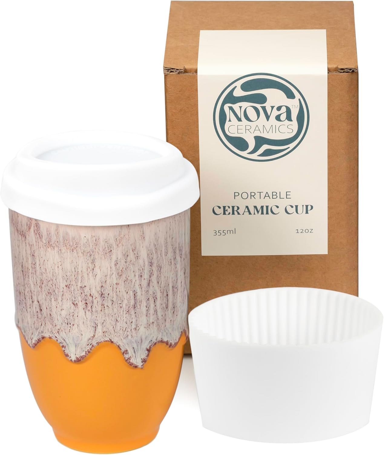 NOVA CERAMICS Coffee Tumbler – Travel Mug - On the Go Coffee Mug – Microwave & Dishwasher Safe Green Coffee Tumbler - Gifts For Women Men Him Her – 16oz – Monsoon