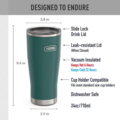 THERMOS ICON SERIES, Stainless Steel Tumbler with Slide Lock, 18 Ounce, Mystic Navy