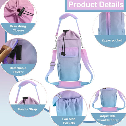 Water Bottle Carrier Bag with Phone Pocket for Stanley Cup 30/32/40 oz Tumbler with Adjustable Strap,Insulated Water Bottle Holder Pouch Crossbody Sling for Walking Travel