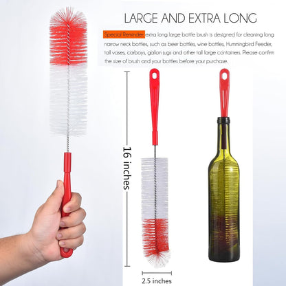ALINK 17 inch Extra Long Bottle Cleaning Brush Cleaner for Washing Narrow Neck Beer/Wine/Thermos, Brewing Bottles, Hummingbird Feeder
