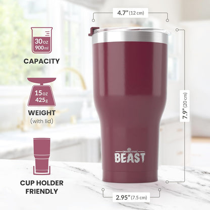 Beast 10 oz Tumbler Stainless Steel Vacuum Insulated Coffee Ice Cup Double Wall Travel Flask (Arctic White)