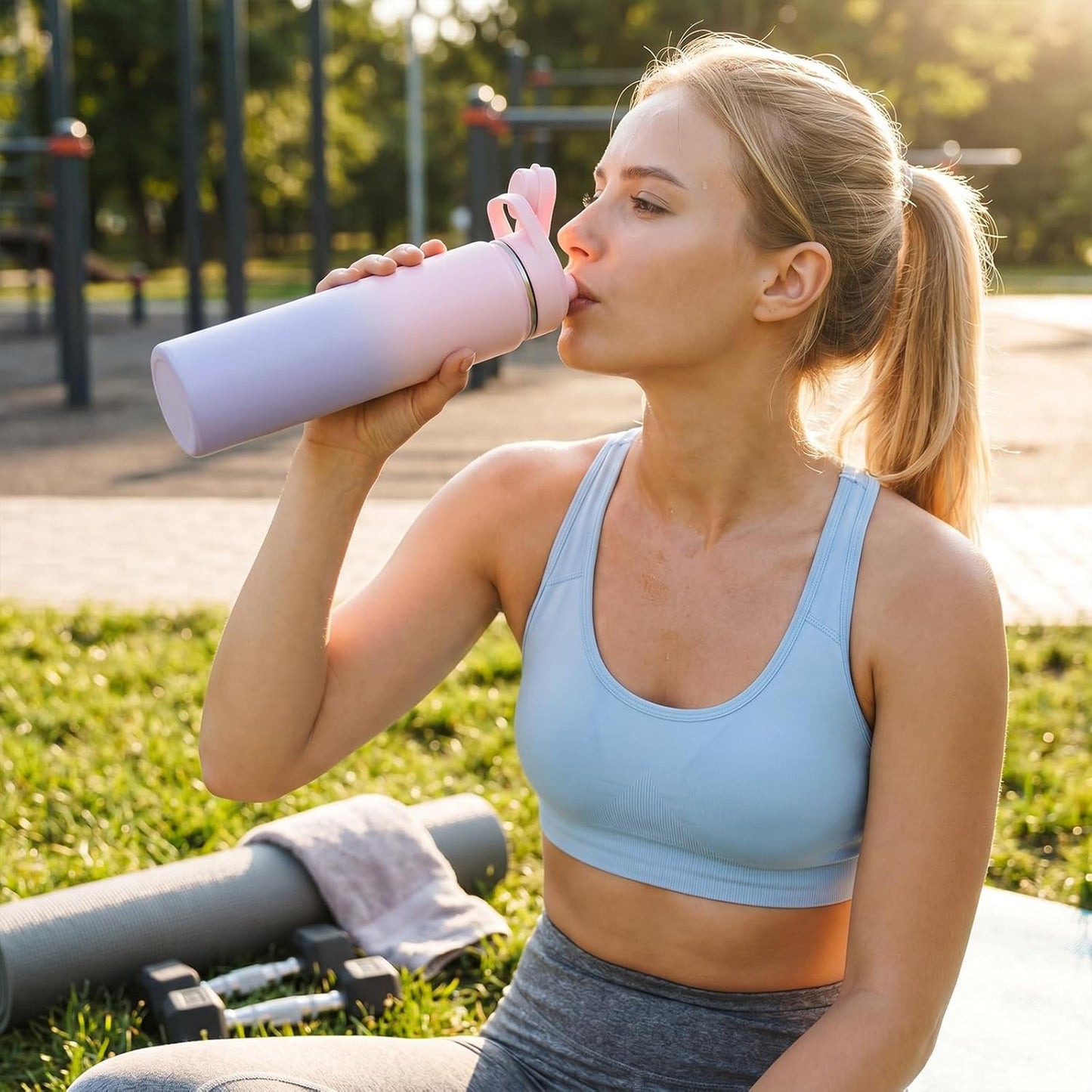 Fijinhom 24 oz Insulated Water Bottle with Handle, 304 Stainless Steel Water Bottles with Wide Mouth, Double Wall Vacuum Sports Water Bottle, BPA Free, Keep Cold and Hot, Black | with Handle