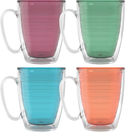 Tervis Clear & Colorful Tabletop Made in USA Double Walled Insulated Tumbler Travel Cup Keeps Drinks Cold & Hot, 16oz Mug, Clear