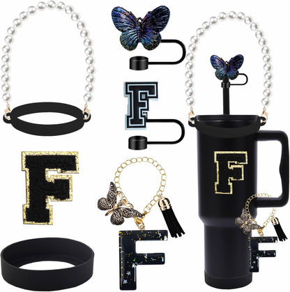 7pcs Cup Accessories for Stanley 30/40oz Tumbler, Handle Strap, Straw Cover, Silicone Boot, Letter Charm Stickers