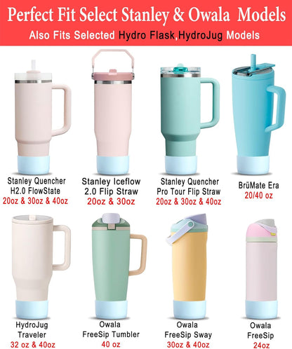 KTKUDY 2Pcs Silicone Boot for Stanley Quencher Tumbler 30 oz 40 oz & IceFlow 20 oz 30 oz & Fit Owala Freesip Water Bottle & Fit Hydro Flask & More - Cup Bottom Accessories Fit Stanley Cup