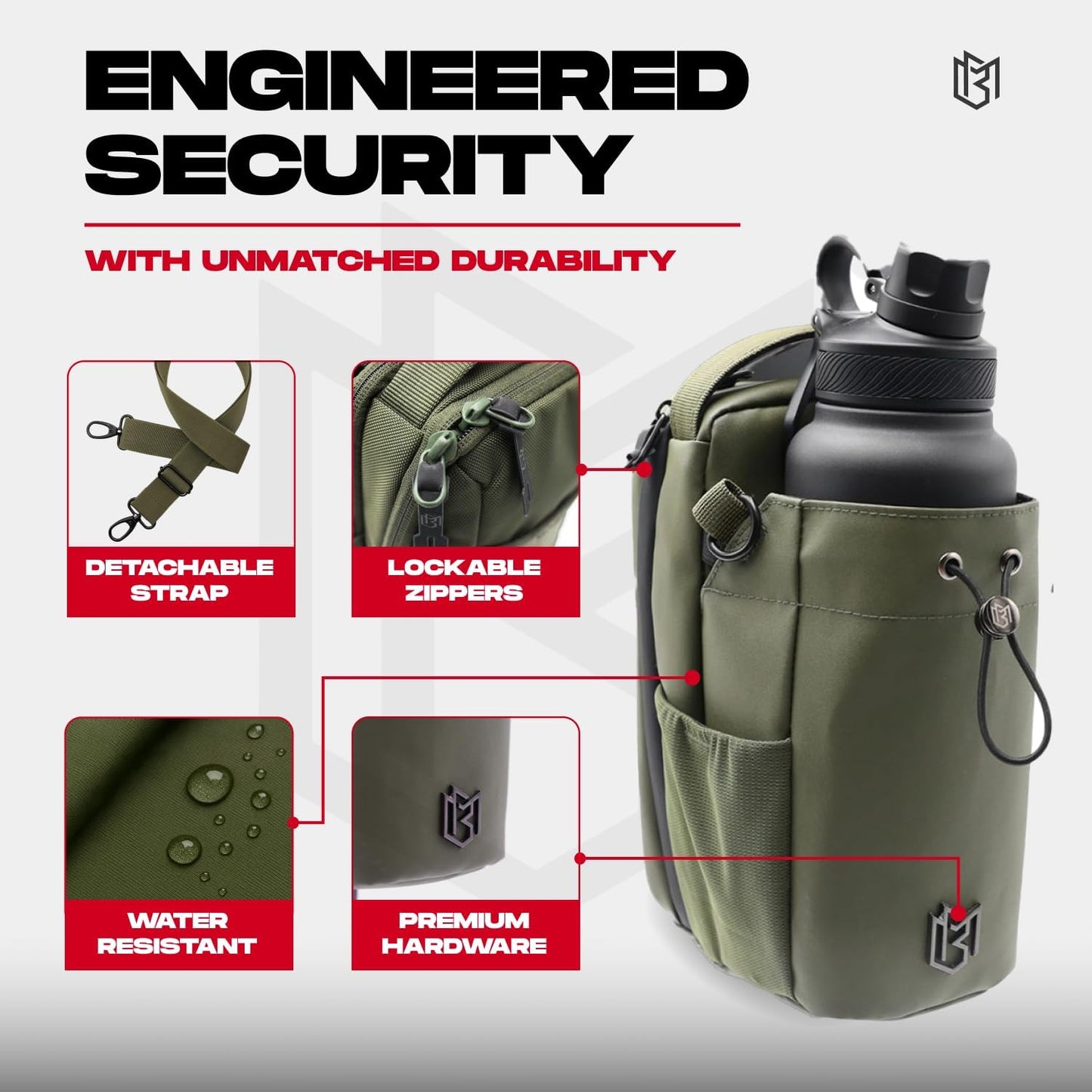Magnetic Gym Bag for Men and Women – Sling Bottle with Magnetic Attachment | Water Bottle Holder, Gym Pouch, Crossbody Bag for Travel, Sports, Work, Fitness