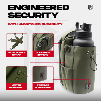 Magnetic Gym Bag for Men and Women – Sling Bottle with Magnetic Attachment | Water Bottle Holder, Gym Pouch, Crossbody Bag for Travel, Sports, Work, Fitness