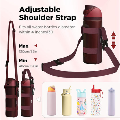 EasyAcc Water Bottle Holder Strap Sling, for Owala FreeSip 24 32 40 oz, Hydro Flask, Cirkul, Yeti, Stanley Flip, Universal Water Bottles, with Carabiner, for Walking Curise Travel (Bottle Excluded)