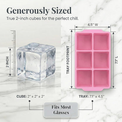 KitchFort Large Silicone Ice Cube Tray (2-Pack), Easy Release 2" Big Ice Cubes - Cocktail, Whiskey Ice Cubes Mold - Ice Trays for Freezer with Lid - Stackable Silicone Ice Tray - Black