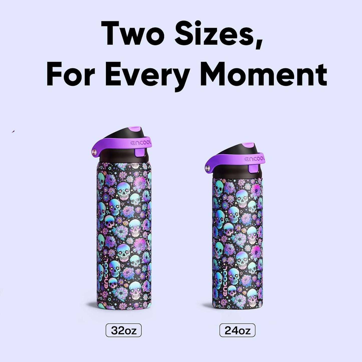 ENCOOL Leakproof Insulated Water Bottle with Straw Dual-Sip Water Bottle Bag-Safe Design for Work, Commute & Gym – Keeps Drinks Cold All Day, 24 oz, Lemonade Pink - Colors A