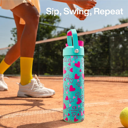 ENCOOL Insulated Water Bottle with Straw Stainless Steel Water Bottle, Leak-Proof, BPA-Free, Double Wall Vacuum Keeps Cold for 24 Hours for Sports, Travel, School (26 oz, Cotton Candy) - Colors B
