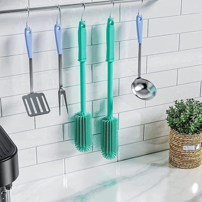 Long Silicone Bottle Cleaning Brush | 2 Pack| 16”+13”Water Bottle Brush Cleaner Brush for Hydro Flask,Glassware,Vacuum Sports Bottle&Vases,Silicone Water Bottle Cleaner Brush for Narrow Neck