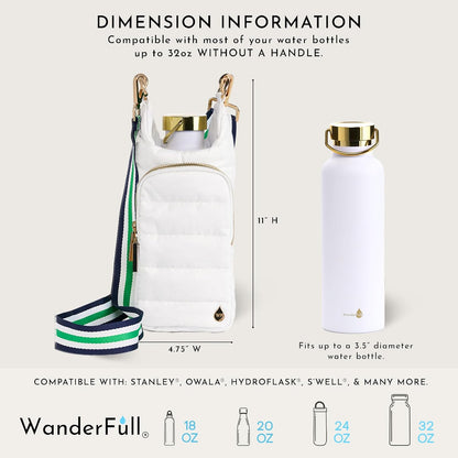 WanderFull Original HydroBag Fits Up to 32 oz Water Bottle Holder with Strap – Hands-Free Crossbody Water Bottle Carrier Bag with Phone Pocket - Colors B