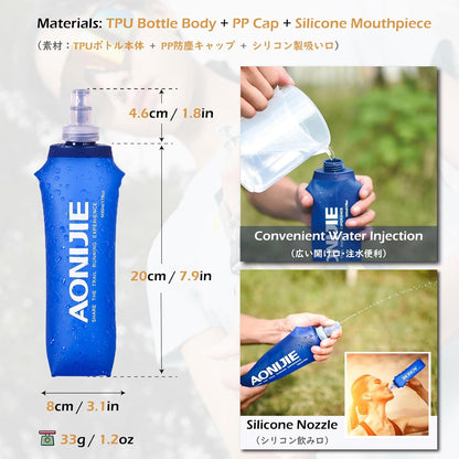 TRIWONDER Handheld Water Bottle for Running, Quick Grip Chill 17 oz Handheld Soft Water Bottle with Hand Strap Hydration Pack, BPA Sport Soft Flask (Blue)