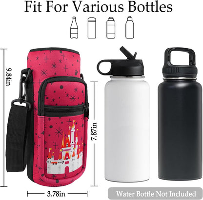 Water Bottle Carrier Bag 25oz/32oz Water Bottle Pouch Holder Adjustable Shoulder Strap Neoprene Water Bottle Sling Bag with Phone Pocket Insulated Tumbler Accessories for Walking