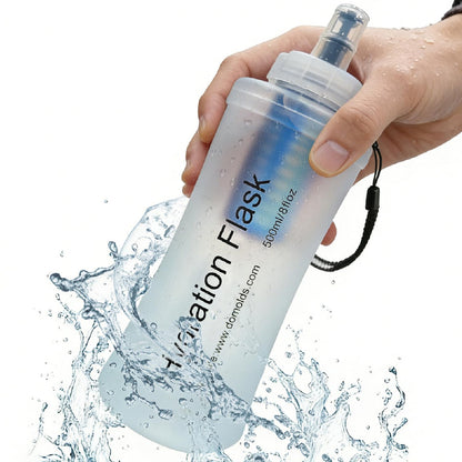 AXEN Collapsible Water Bottle with Filter System, Soft Hydration Flask for Trail Running, Camping, Hiking, Cycling, 700ml Slate Green
