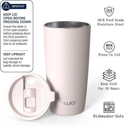 TILUCK 20 oz Insulated Tumbler with BPA-Free Lid, Stainless Steel Vacuum Travel Coffee Mug, Double Wall Coffee Tumbler（20oz，Matte DarkBlue）
