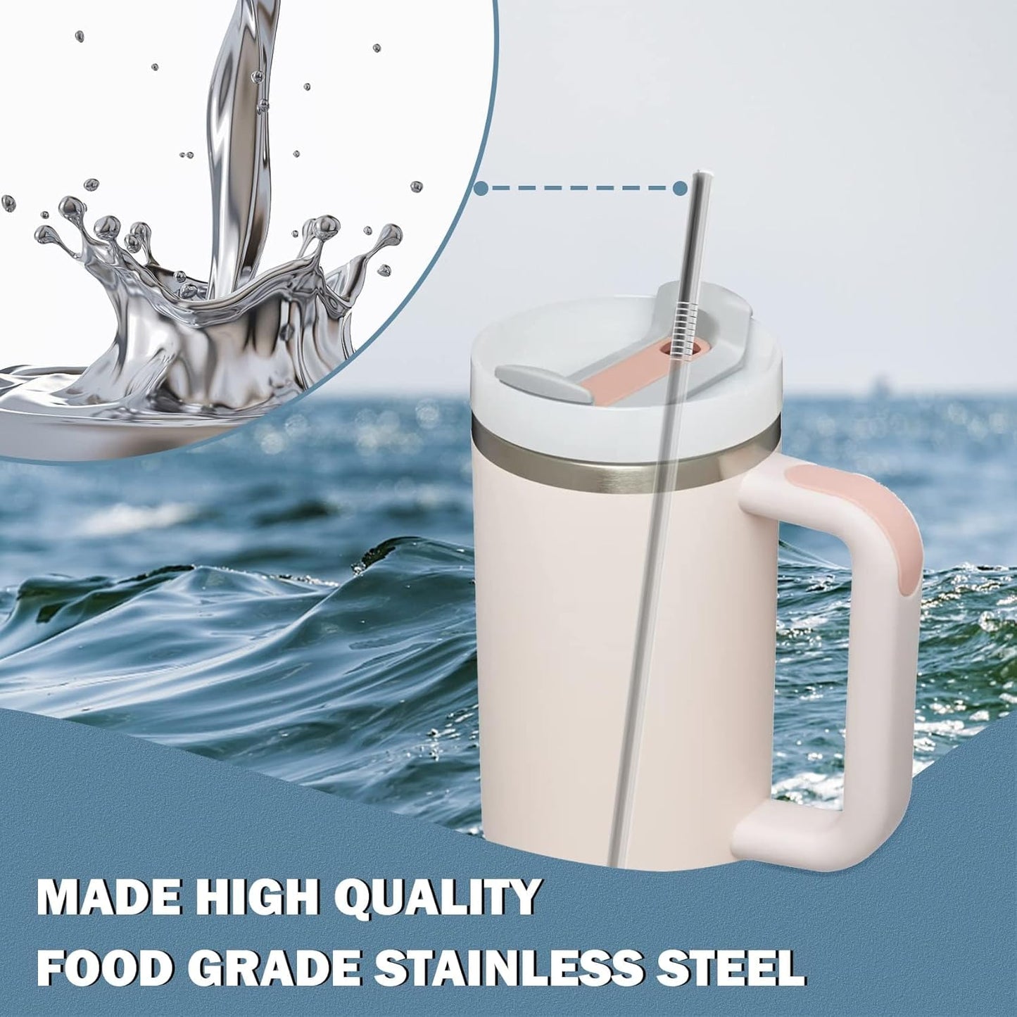 for Stanley Quencher 40oz Tumbler 6x Metal Stainless Steel Straws, 12inch Replacement Extra Long/Tall Straws for Stanley Cup 40oz Drinking Reusable Accessories (3x Straight & 3x Bent)