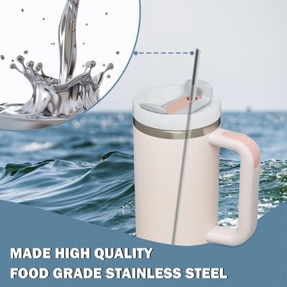 for Stanley Quencher 40oz Tumbler 6x Metal Stainless Steel Straws, 12inch Replacement Extra Long/Tall Straws for Stanley Cup 40oz Drinking Reusable Accessories (3x Straight & 3x Bent)