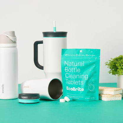 Owala EcoBrite All Natural, Powerful Cleaning Tablets, Cleans Stainless Steel, Tumbler, Insulated, Reusable, and Plastic Water Bottles, Chlorine and Phosphate Free (Pack of 10)