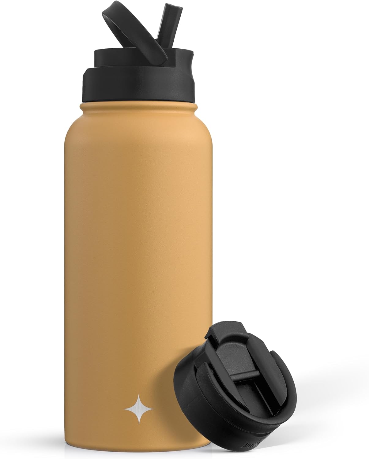 JoyJolt Triple Insulated Water Bottle with Straw Lid AND Flip Lid! 22oz Water Bottle, 12 Hour Hot/Cold Vacuum Insulated Stainless Steel Water Bottle. BPA-Free Leakproof Water Bottles - Thermos Bottle