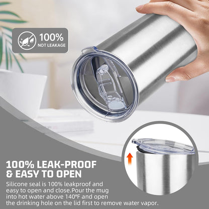 20 oz Tumbler with Lids and Straws, Stainless Steel Insulated Travel Coffee Mug, Double Wall Vacuum Insulated Tumblers, Powder Coated Coffee Tumbler for Cold & Hot Drinks (Light Purple)