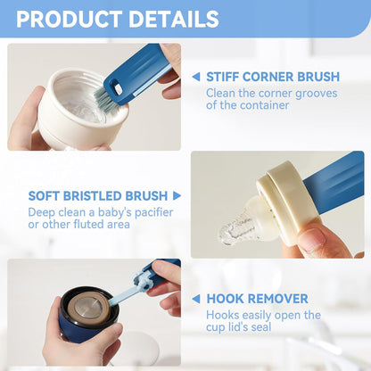 3 in 1 Cup Lid Gap Cleaning Brush Set, Multifunctional Bottle Cleaning Brush, Cup Lid Gap Cleaner, Home Kitchen Crevice Brush Tools(Multicolor)
