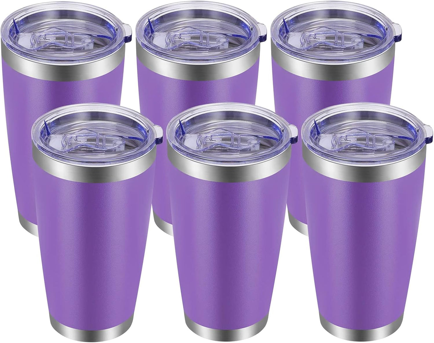 VEGOND 20oz Tumbler with Lid and Straw Stainless Steel Tumbler Cup Bulk Vacuum Insulated Double Wall Travel Coffee Mug Powder Coated Coffee Cup, Black, 12 Pack