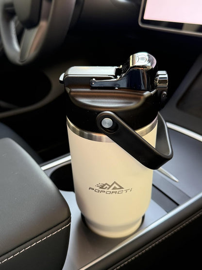 Insulated Tumbler,34 oz Stainless Steel Water Bottle, BPA-Free, Double-Walled Vacuum, Flip Straw for Travel, Keeps Drinks Hot & Cold for 12 Hours,For Outdoors Car Gym Office (White)