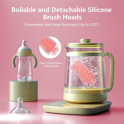 Silicone Cleaning Brush Kit – Household Cleaning Brushes for Bottles and Crevices – Food-Grade Silicone: Dishwasher Safe