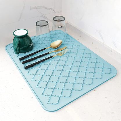 AMOAMI-Dish Drying Mats for Kitchen Counter-Silicone Dish Drying Mat-Kitchen Dish Drying Pad Heat Resistant Mat-Kitchen Gadgets Kitchen Accessories Kitchen Small Appliances(12" x 16", BLACK)