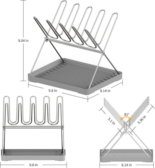 Bottle Drying Rack, Stainless Steel Foldable Water Bottle Drying Rack Organizer with Drain Tray for Baby Bottles, Cups, Mugs and Glass, Baby Bottles Dryer Countertop, Stainless Steel