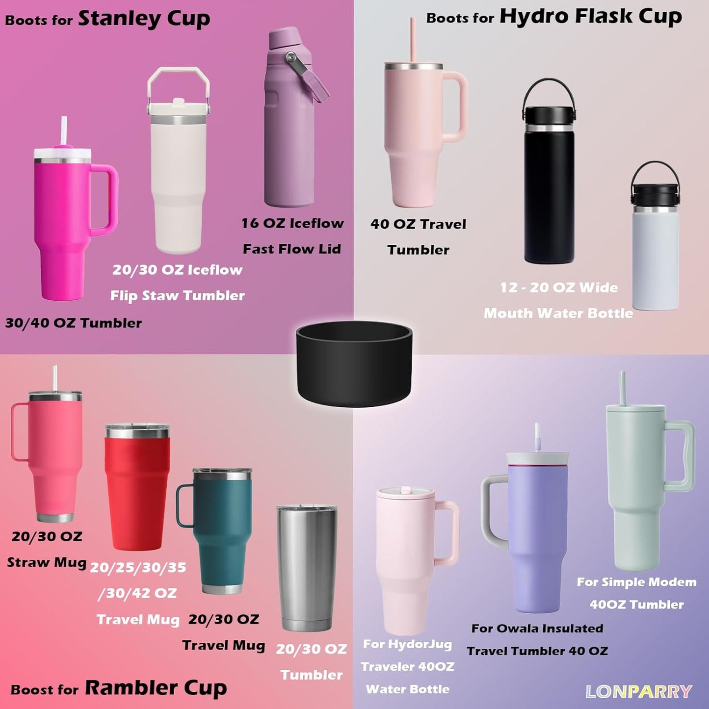 2-Pack Silicone Boot for Stanley Cup 30oz & 40oz, Anti-Slip & Noise Reducing Bottom Protector, BPA-Free Tumbler Base Cover for Quencher H2.0 30/40oz & IceFlow 20/30oz, Accessories for Car & Travel
