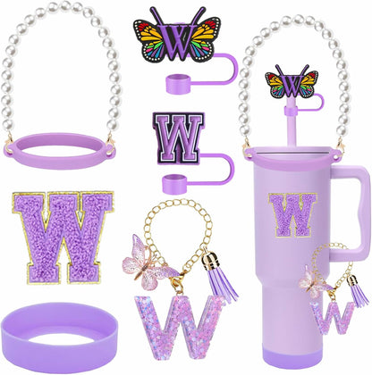 7pcs Cup Accessories for Stanley 30/40oz Tumbler, Handle Strap, Straw Cover, Silicone Boot, Letter Charm Stickers