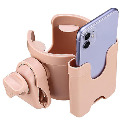 Suranew Universal Stroller Cup Holder, Adjustable Drink Holder with Phone Holder for Baby Stroller, Wheelchair, Walker, Bike, Scooter, Gifts for Family Member.