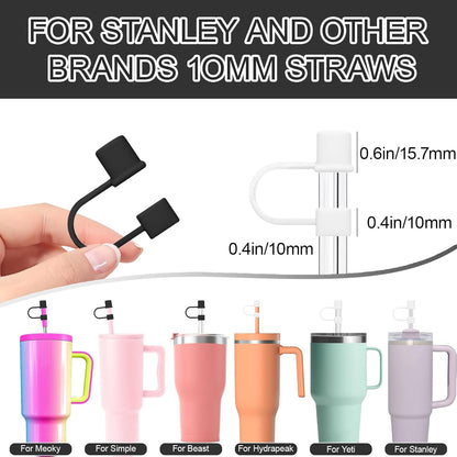 7Pcs Straw Cover Cap for Stanley Cup,Simple 10mm(0.4inch) Silicone Straw Toppers for Stanley 40&30oz Tumbler Accessories-Multicolor