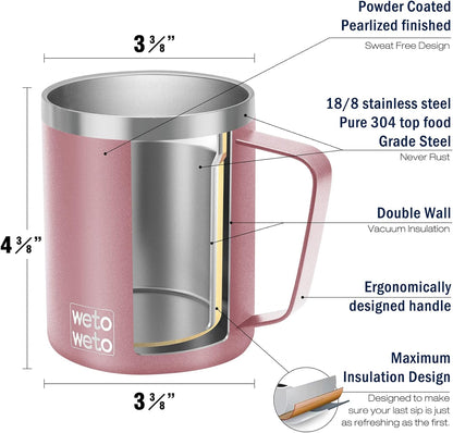 WETOWETO 14 oz Coffee Mug, Vacuum Insulated Camping Mug with Lid, Double Wall Stainless Steel Travel Tumbler Cup, Thermal Coffee Mug, Powder Coated Navy Blue