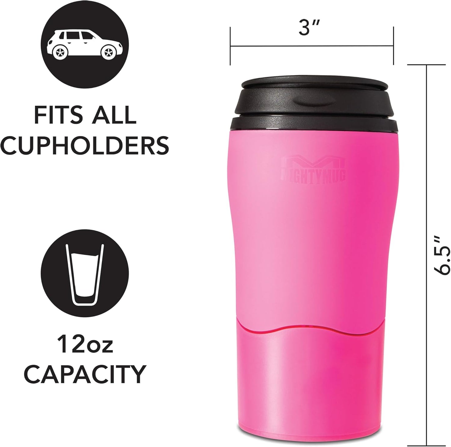Mighty Mug Plastic Travel Mug, No Spill Double Wall Tumbler, Cold/Hot, Cup-Holder Friendly, Dishwasher Safe, (Cream, 12oz)