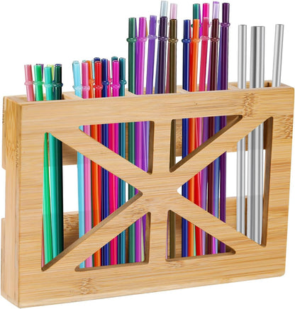 PEKER Straw Organizer for Cabinet Door, Peel and Stick Straw Holder with 5 Sections, Fast-Drying Ventilated Storage Rack for Reusable, Smoothie and Boba Straws
