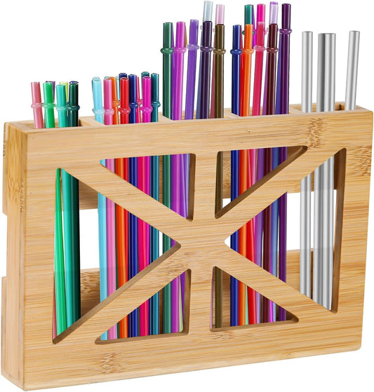 PEKER Straw Organizer for Cabinet Door, Peel and Stick Straw Holder with 5 Sections, Fast-Drying Ventilated Storage Rack for Reusable, Smoothie and Boba Straws